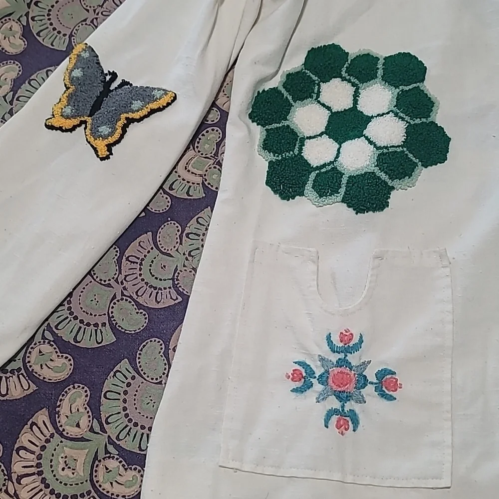 One-of-a-Kind Vintage Hand Embroidered Light Weight Linen Jacket - Picture 2 of 12